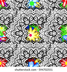 Watercolor hand painting of abstract flowers, seamless pattern vector background.