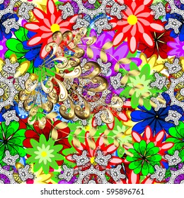 Watercolor hand painting of abstract flowers, seamless pattern vector background.