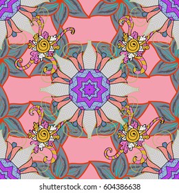 Watercolor hand painting of abstract flowers, seamless pattern vector background.