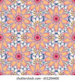Watercolor hand painting of abstract flowers, seamless pattern vector background.