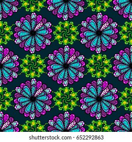 Watercolor hand painting of abstract flowers, seamless pattern vector background.