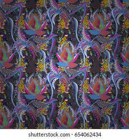 Watercolor hand painting of abstract flowers, seamless pattern vector background.
