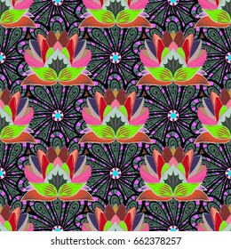 Watercolor hand painting of abstract flowers, seamless pattern vector background.