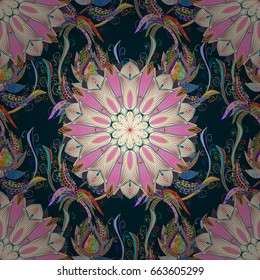 Watercolor hand painting of abstract flowers, seamless pattern vector background.