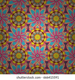 Watercolor hand painting of abstract flowers, seamless pattern vector background.