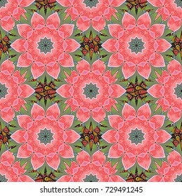 Watercolor hand painting of abstract flowers, seamless pattern vector background.