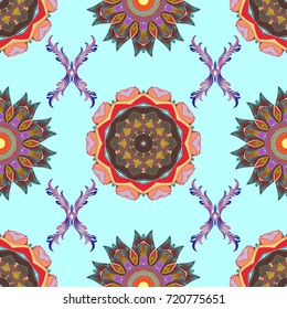 Watercolor hand painting of abstract neutral, red and brown flowers, seamless pattern vector background.