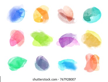 Watercolor hand painting stains. Vector illustration created with custom brushes, not auto-tracing