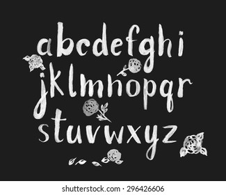 Watercolor hand written font isolated on white background. Vector illustration.