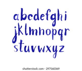 Watercolor hand written font isolated on white background. Vector illustration