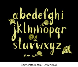 Watercolor hand written font isolated on white background. Vector illustration