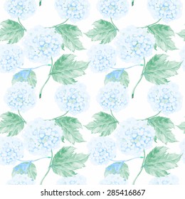 Watercolor hand-drawing vector pattern with beautiful hydrangea flowers