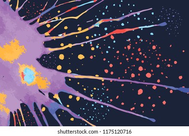Watercolor handdrawn blot. Colorful ink drop. Greeting card concept. Vector illustration