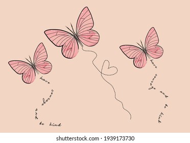 watercolor handdrawn butterfly with message