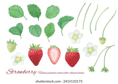 Watercolor hand-drawn cute strawberry illustration material