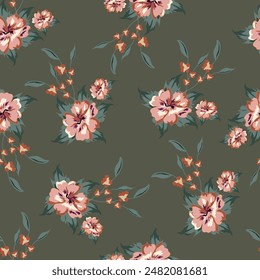 Watercolor hand-drawn seamless pattern of beautiful delicate roses with foliage. Stylish print for design and decoration of textiles