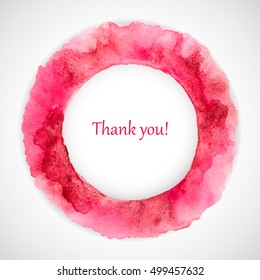 Watercolor handmade background. Vector pink frame. Color blot. Hand drawn holiday card. Thanksgiving Day