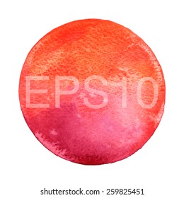 Watercolor Handmade Paint Circle. Vector Illustration
