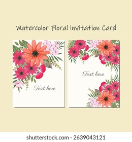 Watercolor Handmade Vector Floral Invitation Card