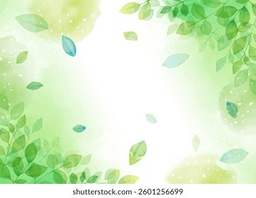 Watercolor hand-painted fresh green frame background