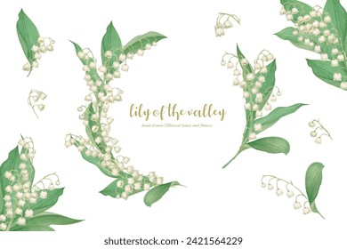 Watercolor hand-painted lily of the valley illustration material