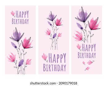 Watercolor Happy Birthday cards design