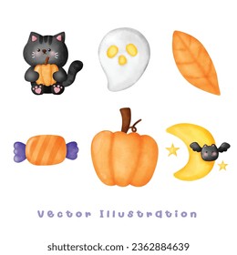 Watercolor Happy Halloween day .