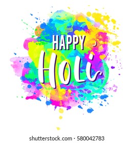 Watercolor Happy Holi Dolyatra Celebration Card Stock Vector (Royalty ...