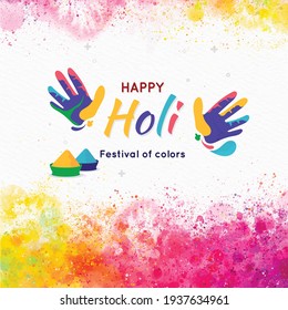 Watercolor happy holi festival banner 