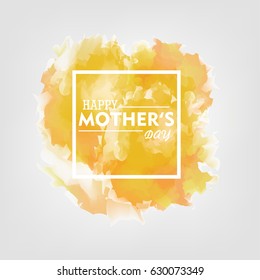 Watercolor Happy Mother's Day Vector Design. Cloud background.