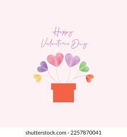 Watercolor Happy Valentine Day Love Template Design