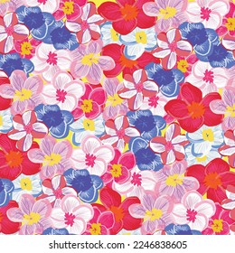 Watercolor Hawaii Colorful Flower Pattern