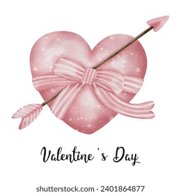 Watercolor heart arrow for Valentine’s Day . Vector illustrator