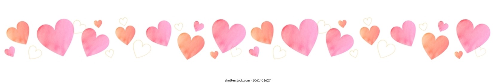 Watercolor heart border vector illustration