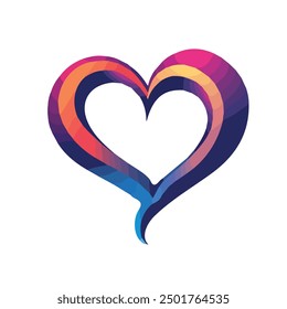 Watercolor of heart logo, isolated on a white background, heart logo drawing