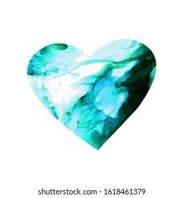 Watercolor heart. Mixed media. Vector illustration