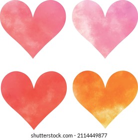 Watercolor Heart Motif Set (Valentine's Day)
