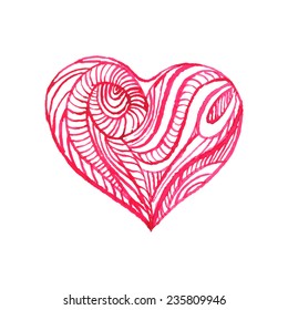 Watercolor heart on Valentine's Day. Vector illustration.