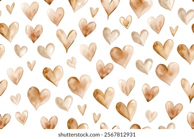 Watercolor heart pattern, soft neutral tones, romantic design, seamless background, perfect for invitations, love themes.
