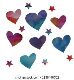  watercolor heart seamless patern vector