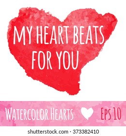 Watercolor Heart. Valentines Day. Vector Illustration