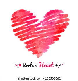 Watercolor heart. Vector sketch. Isolated.