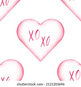 watercolor heart XOXO pattern background