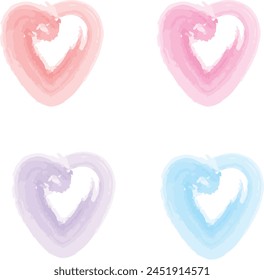 Watercolor hearts light pastel colors