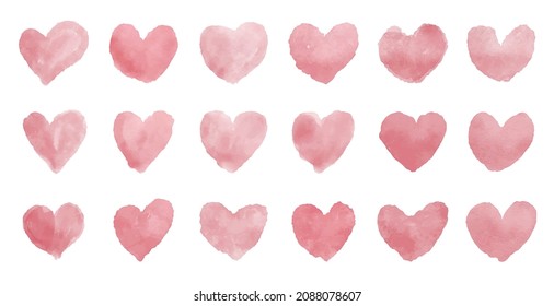 Watercolor hearts on white background vector illustration