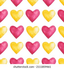 Watercolor hearts. Seamless pattern. Can be used for wallpaper, fill web page background, surface textures