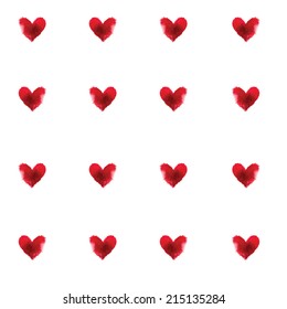 Watercolor hearts seamless pattern. Hearts. Vector illustration 