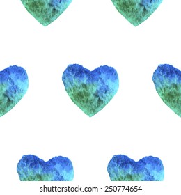 Watercolor hearts seamless pattern. Vector illustration