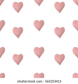 Watercolor hearts seamless pattern. Wrapping paper. Scrapbook paper. Tiling. Vector illustration. Background. Graphic texture for design, wallpaper. 