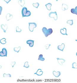 watercolor hearts seamless vector pattern